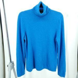 Lord & Taylor - 100% Cashmere Turtleneck Sweater - Size - M Blue/Cerulean
